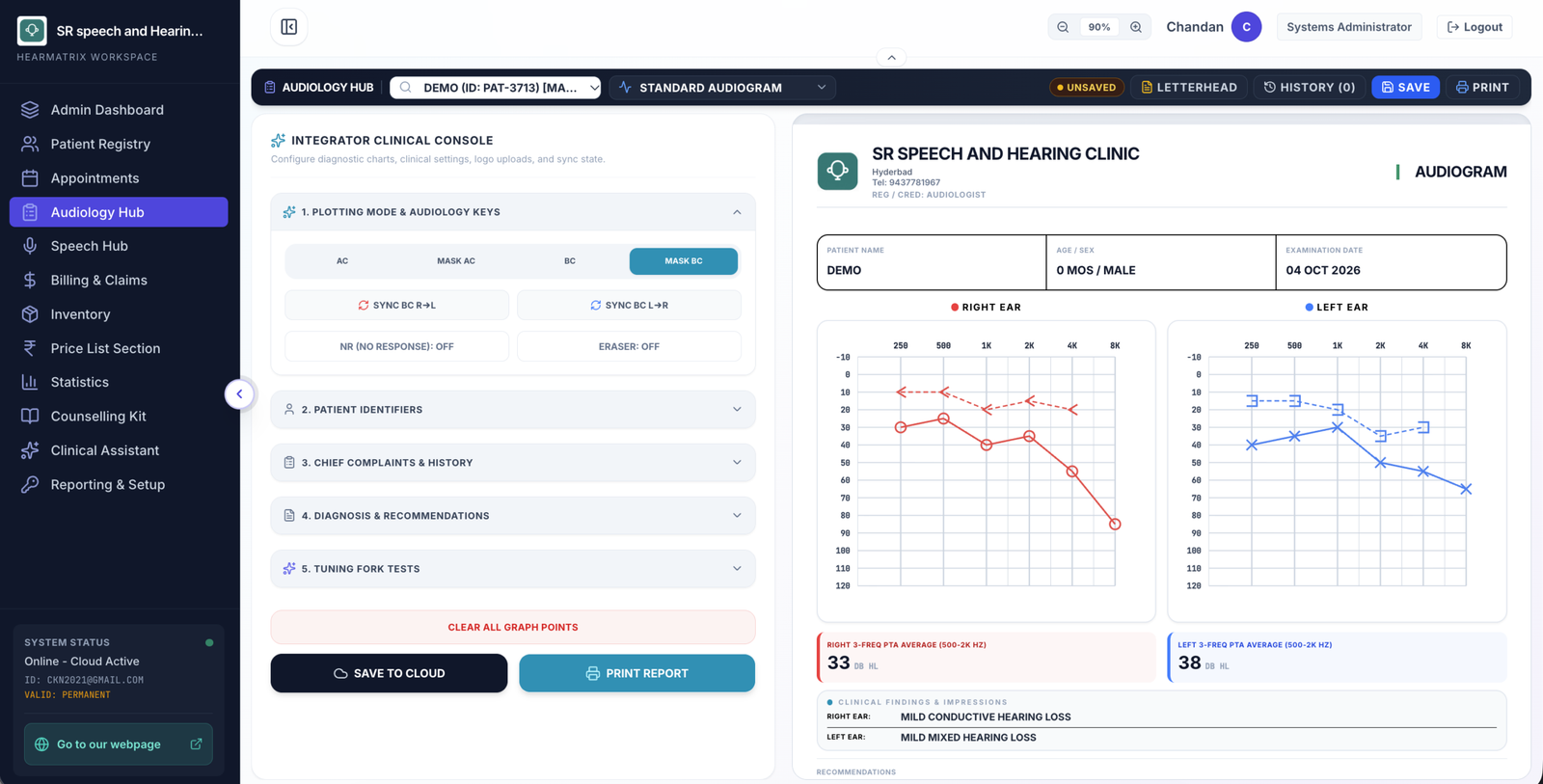 HearMatrix Audiology Workspace dashboard preview