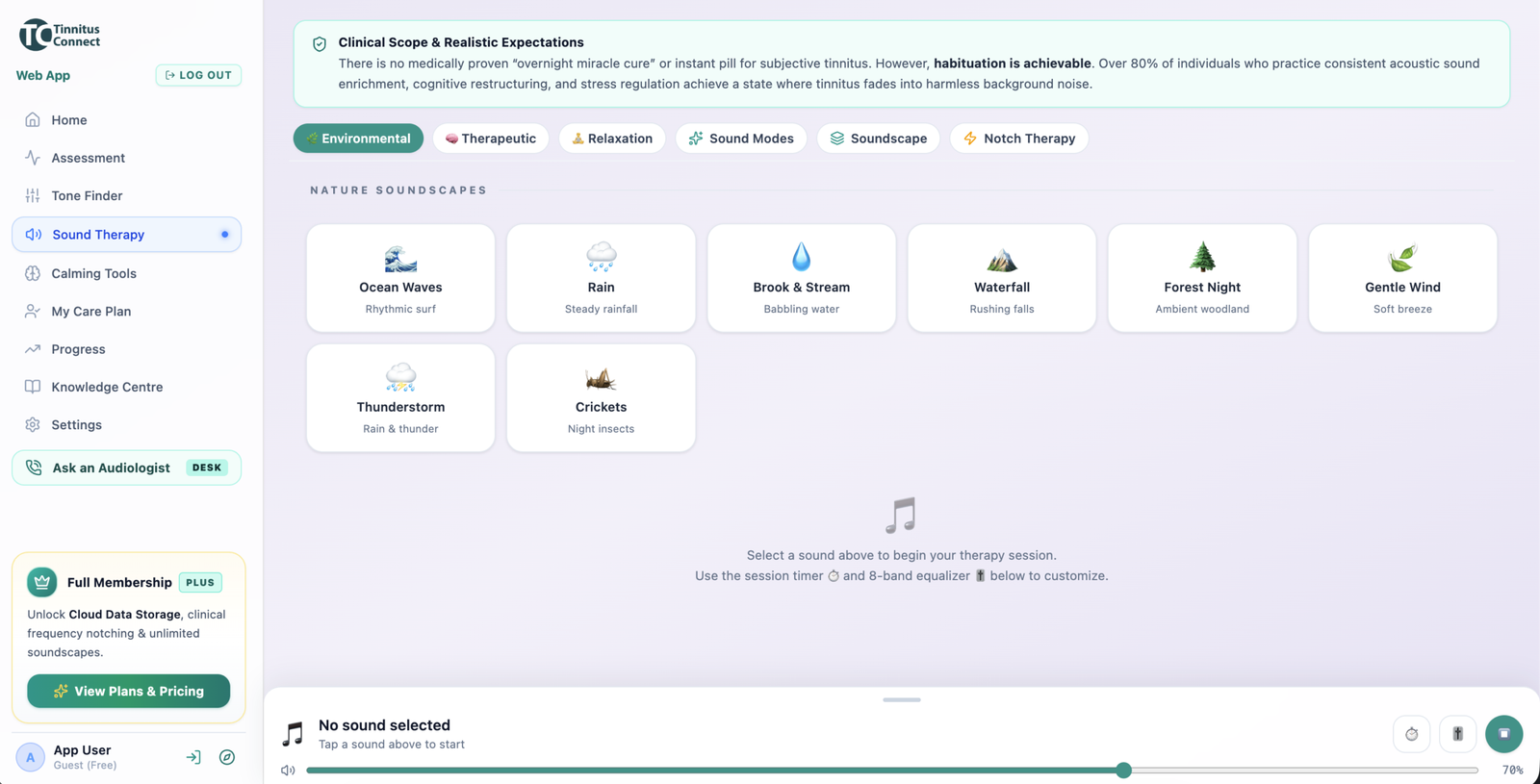 Tinnitus Web App preview